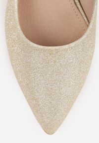 Born2be - Złote Brokatowe Czółenka Vices na Szpilce ze Skórzaną Wkładką Innavith. Okazja: do pracy, na spotkanie biznesowe. Kolor: złoty. Materiał: skóra. Obcas: na szpilce. Styl: biznesowy, wizytowy #5