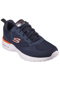 skechers - Buty męskie Skechers Air Dynamight Tuned Up 232291NVOR - granatowe. Zapięcie: sznurówki. Kolor: niebieski. Materiał: guma, jeans, dresówka, materiał, syntetyk. Szerokość cholewki: normalna. Model: Skechers Sport. Sport: turystyka piesza