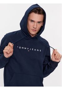 Tommy Jeans Bluza Linear Logo DM0DM17985 Granatowy Regular Fit. Kolor: niebieski. Materiał: bawełna