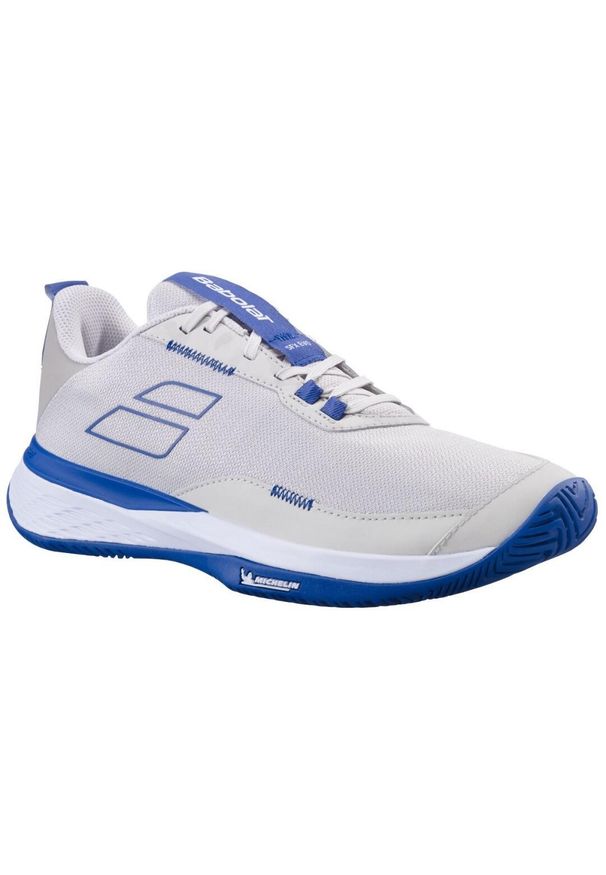 Buty tenisowe męskie Babolat SFX EVO All Court. Kolor: niebieski, beżowy, wielokolorowy. Sport: tenis