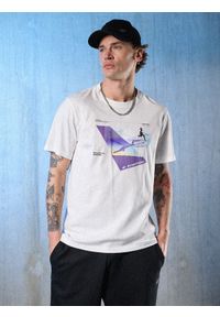 4f - 4F T-shirt regular z nadrukiem męski - biały S. Okazja: na co dzień. Kolor: biały. Materiał: materiał. Wzór: nadruk. Styl: casual, sportowy #1