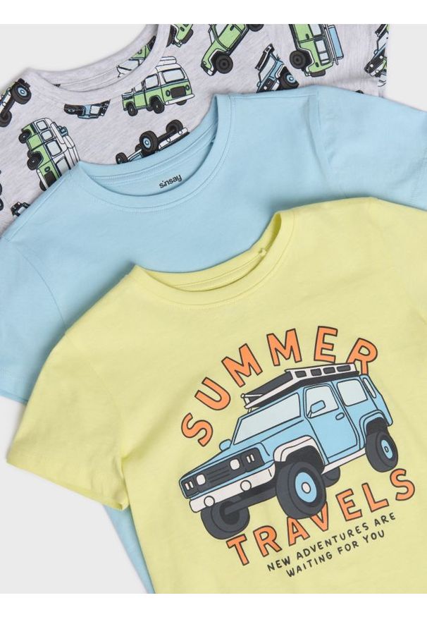 Sinsay - Koszulki z ozdobnym wzorem 3 pack - szary. Kolor: szary