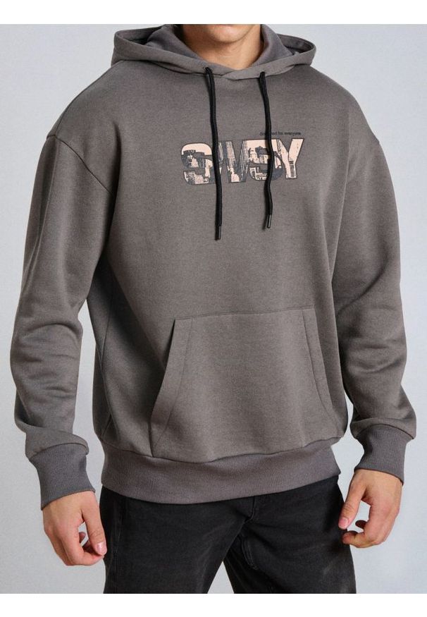 Sinsay - Bluza hoodie - szary. Kolor: szary