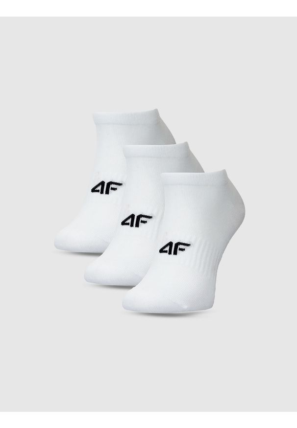 4f - 4F Skarpetki casual przed kostkę (3-pack) męskie - białe 43-46. Kolor: biały. Materiał: bawełna, włókno, materiał, poliamid