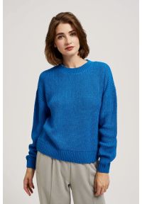 MOODO - Sweter z okrągłym dekoltem lazurowy. Kolor: niebieski. Materiał: akryl