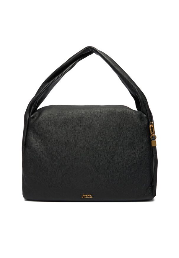 TOMMY HILFIGER - Tommy Hilfiger Torebka City Leather Hobo AW0AW18285 Czarny. Kolor: czarny. Materiał: skórzane