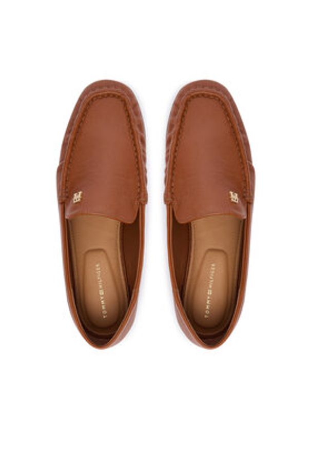TOMMY HILFIGER - Tommy Hilfiger Lordsy Leather Ruched Toe Loafers FW0FW09250 Brązowy. Kolor: brązowy. Materiał: skóra