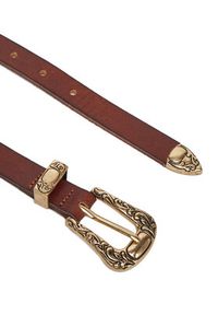 only - ONLY Pasek Damski Onlty Slim Leather Wester Jeans Belt Acc 15338269 Brązowy. Kolor: brązowy. Materiał: skóra