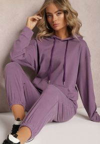 Renee - Fioletowy Komplet Dresowy z Bluzą i Spodniami Ciranova. Kolor: fioletowy. Materiał: dresówka #1