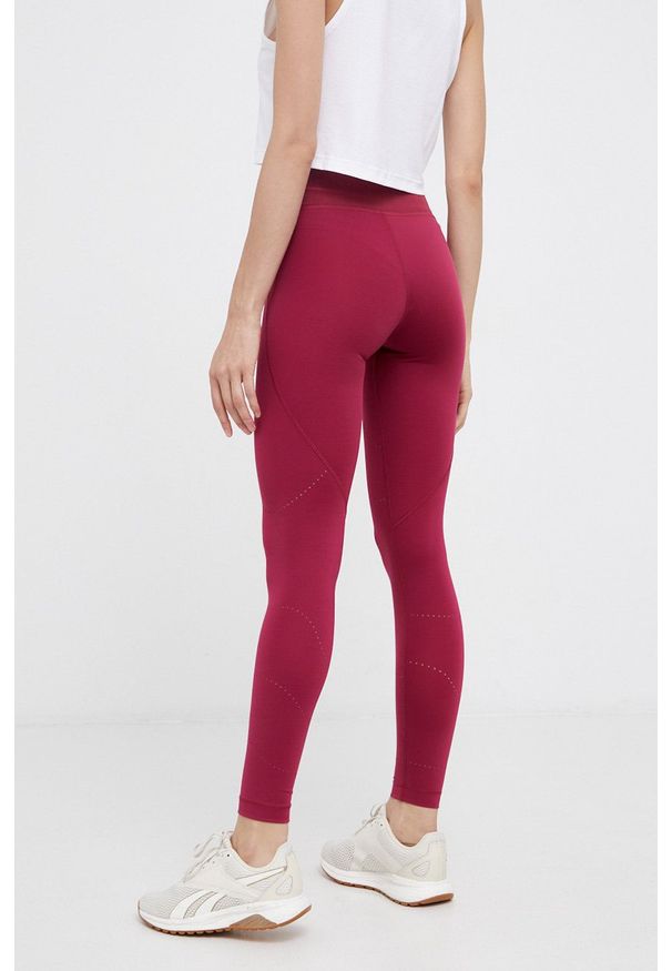 Reebok - Legginsy. Stan: podwyższony. Kolor: fioletowy. Materiał: dzianina, skóra