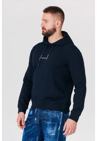 Armani Exchange - ARMANI EXCHANGE Granatowa bluza męska z kapturem i logo, Rozmiar S. Typ kołnierza: kaptur. Kolor: niebieski #2