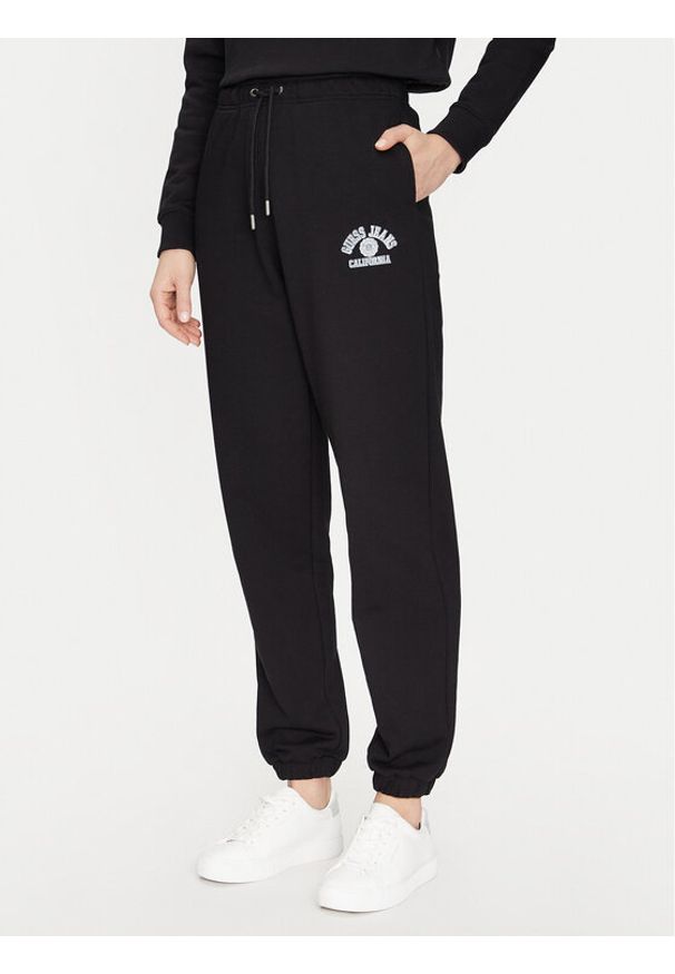 Guess Jeans Spodnie dresowe W5RB63 K68I4 Czarny Regular Fit. Kolor: czarny. Materiał: bawełna