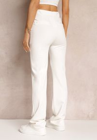 Renee - Białe Spodnie Szerokie Tanora. Kolor: biały. Materiał: tkanina. Długość: długie. Wzór: jednolity, aplikacja, gładki #3
