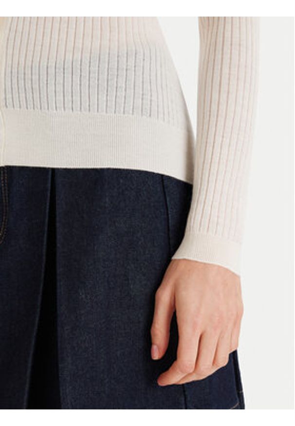 Lacoste Kardigan AF4141 Écru Slim Fit. Materiał: wełna