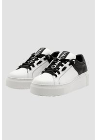 Valentino by Mario Valentino - VALENTINO Biało-czarne sneakersy Baraga S Sneaker Lace-U, Rozmiar 41. Kolor: biały. Materiał: skóra