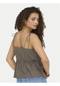 only - ONLY Top Nele 15370325 Beżowy ciemny Regular Fit. Kolor: beżowy. Materiał: wiskoza #3
