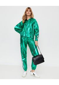 LA MANIA - Zielone spodnie z połyskiem Calle. Kolor: zielony. Materiał: tkanina. Wzór: aplikacja #4