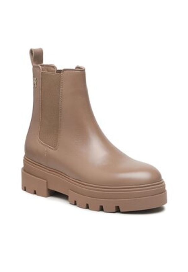 TOMMY HILFIGER - Tommy Hilfiger Sztyblety Monochromatic Chelsea Boot FW0FW06899 Beżowy. Kolor: beżowy. Materiał: skóra