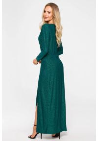 MOE - Suknia wieczorowa z rozcięciem długi rękaw butelkowa zieleń. Okazja: na studniówkę, na ślub cywilny, na wesele, na imprezę. Długość rękawa: długi rękaw. Styl: wizytowy #2