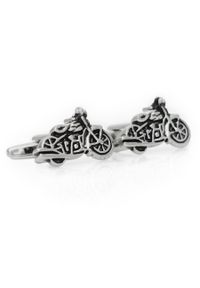 Adam Collection - Czarno-srebrne spinki do mankietów - motocykle A89B. Kolor: srebrny, czarny, wielokolorowy #1