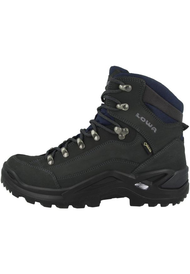Buty trekkingowe męskie Lowa Renegade Gtx Mid. Wysokość cholewki: za kostkę. Zapięcie: sznurówki. Kolor: szary. Materiał: materiał, syntetyk. Szerokość cholewki: normalna