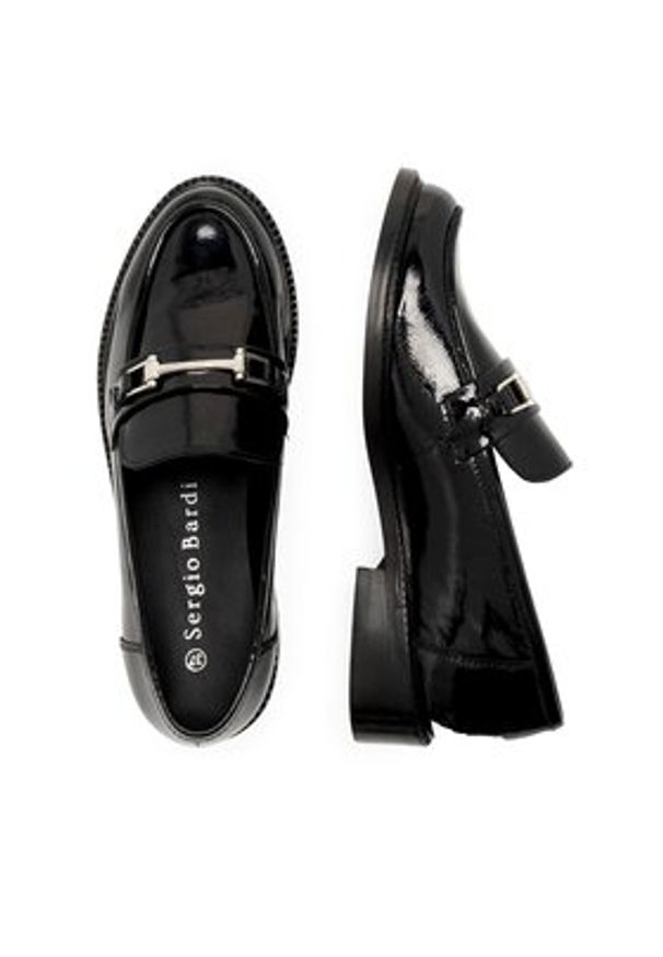 Sergio Bardi Loafersy WI16-A1019-01SB Czarny. Kolor: czarny. Materiał: lakier, skóra