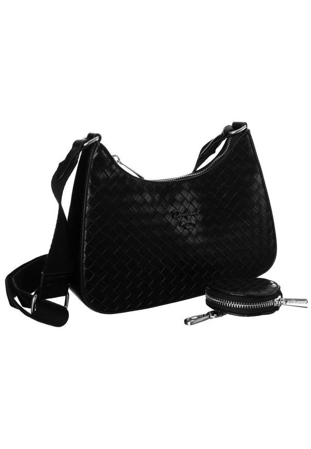 DAVID JONES - Torebka damska czarna David Jones CM6047 BLACK. Kolor: czarny. Wzór: jednolity. Materiał: skórzane. Styl: casual