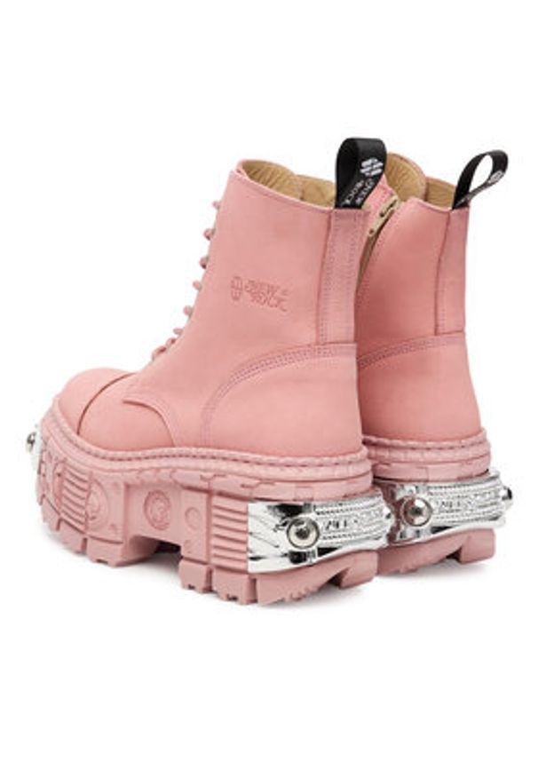 NEW ROCK Trzewiki M-WALL083C-C11 Różowy. Kolor: różowy. Materiał: skóra, nubuk. Styl: rockowy