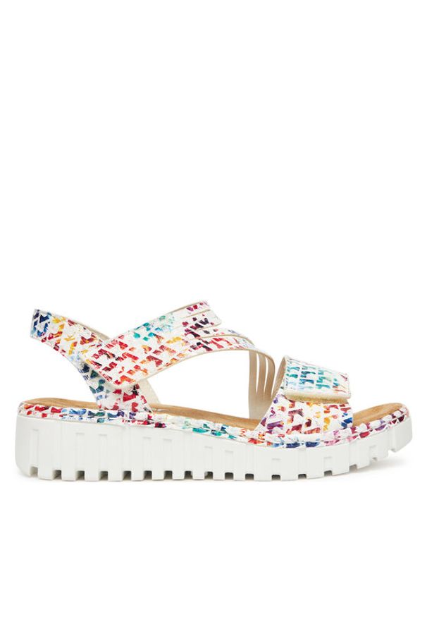 Rieker Sandały V1364-90 Biały. Kolor: biały. Materiał: materiał