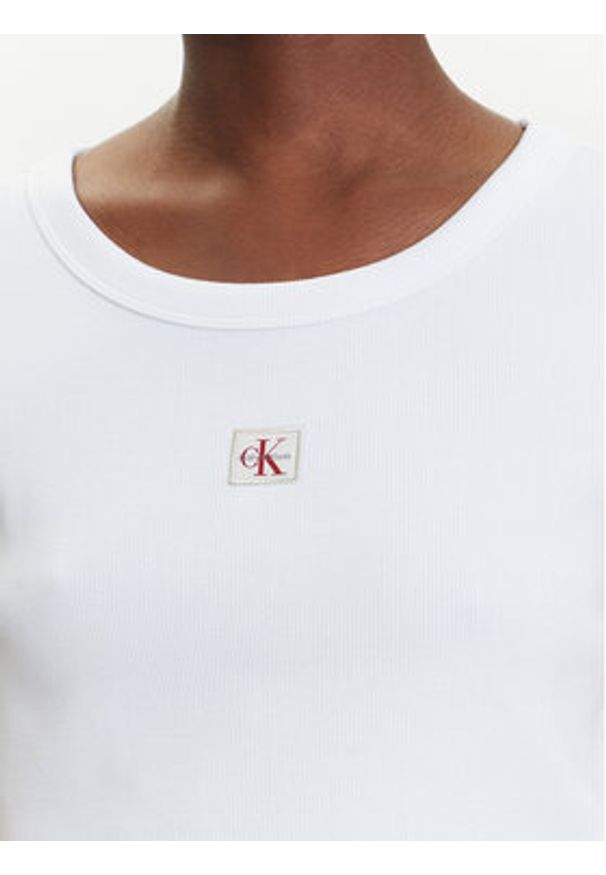 Calvin Klein Jeans T-Shirt LV047C200G Biały Slim Fit. Kolor: biały. Materiał: bawełna