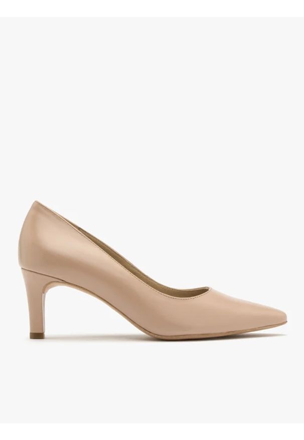 Ryłko - Beżowe czółenka na szpilce. Kolor: beżowy. Materiał: skóra. Obcas: na szpilce. Styl: street. Wysokość obcasa: średni