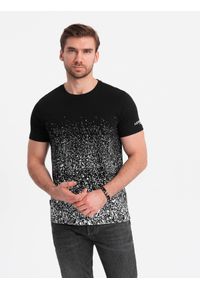 Ombre Clothing - Męski t-shirt bawełniany z gradientowym nadrukiem - czarny V2 OM-TSPT-22SS-001 - XXL. Kolor: czarny. Materiał: bawełna. Wzór: nadruk, gradientowy. Styl: klasyczny