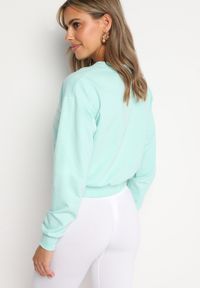 Born2be - Miętowa Bluza z Dodatkiem Bawełny Wykończona Ściągaczami Evilaya. Kolor: miętowy. Materiał: bawełna