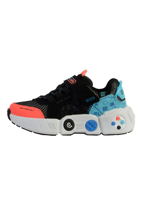 skechers - Buty do chodzenia dla dzieci Skechers Gametronix. Zapięcie: rzepy. Kolor: czarny, biały, wielokolorowy. Materiał: materiał, syntetyk, tkanina, guma. Szerokość cholewki: normalna. Model: Skechers Sport. Sport: turystyka piesza