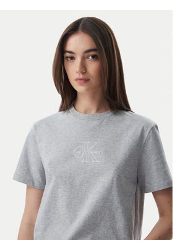 Calvin Klein Jeans T-Shirt LV047G831G Szary jasny Regular Fit. Kolor: szary. Materiał: bawełna