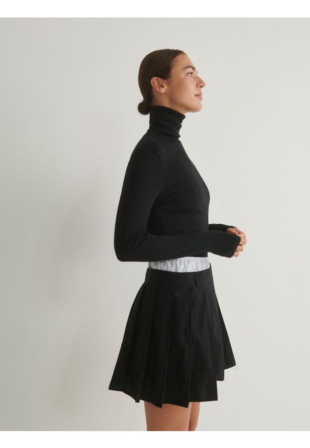 Reserved - Bawełniana spódnica - czarny. Kolor: czarny. Materiał: bawełna