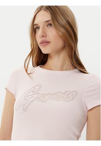 Guess T-Shirt W5RI68KA0H1 Różowy Slim Fit. Kolor: różowy. Materiał: bawełna #4