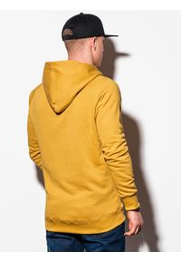 Ombre Clothing - Bluza męska z kapturem B1085 - żółta - XL. Typ kołnierza: kaptur. Kolor: żółty. Materiał: bawełna, poliester #3