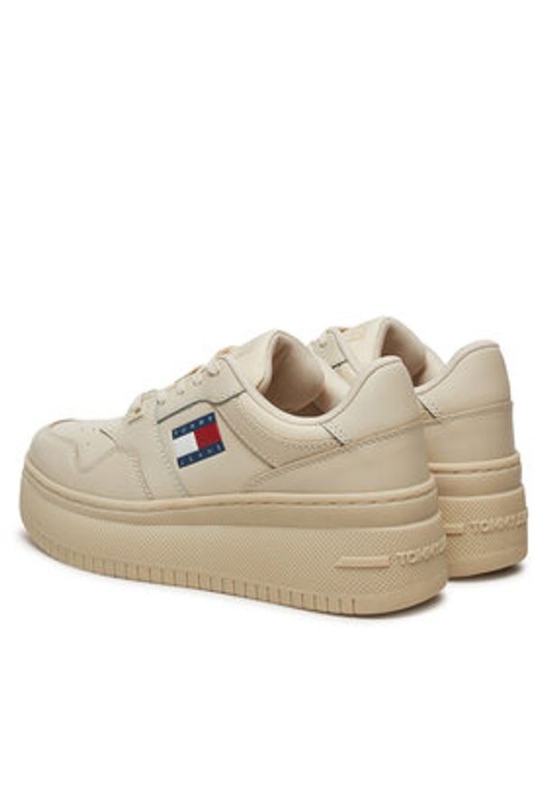 Tommy Jeans Sneakersy Retro Basket EN0EN02506 Beżowy. Kolor: beżowy. Materiał: skóra