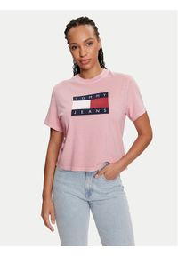 Tommy Jeans T-Shirt Flag DW0DW18629 Różowy Boxy Fit. Kolor: różowy. Materiał: bawełna