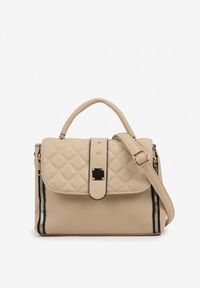 Born2be - Beżowa Torebka z Pikowaną Klapą na Ramię Lanothrea. Kolor: beżowy. Materiał: pikowane. Styl: klasyczny, elegancki, casual. Rodzaj torebki: na ramię