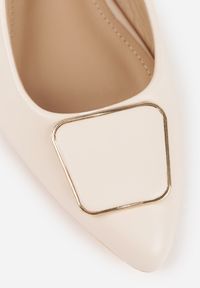 Renee - Beżowe Płaskie Sandały Sling-Back z Noskiem w Szpic i Klamrą ze Skórzaną Wkładką Sitaraga. Okazja: na co dzień. Zapięcie: klamry. Kolor: beżowy. Materiał: skóra. Sezon: lato. Styl: klasyczny, wakacyjny, casual #4