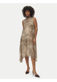 Vero Moda Sukienka letnia Smilla 10345453 Beżowy Regular Fit. Kolor: beżowy. Materiał: syntetyk. Sezon: lato #1