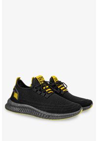Casu - Czarne buty sportowe sznurowane casu 20a12/by. Kolor: czarny, wielokolorowy, żółty