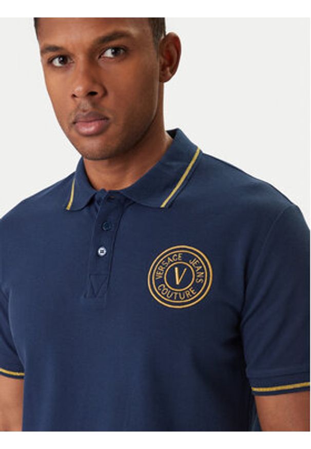Versace Jeans Couture Polo 80GAGT03 CJ01T Niebieski Regular Fit. Typ kołnierza: polo. Kolor: niebieski. Materiał: bawełna
