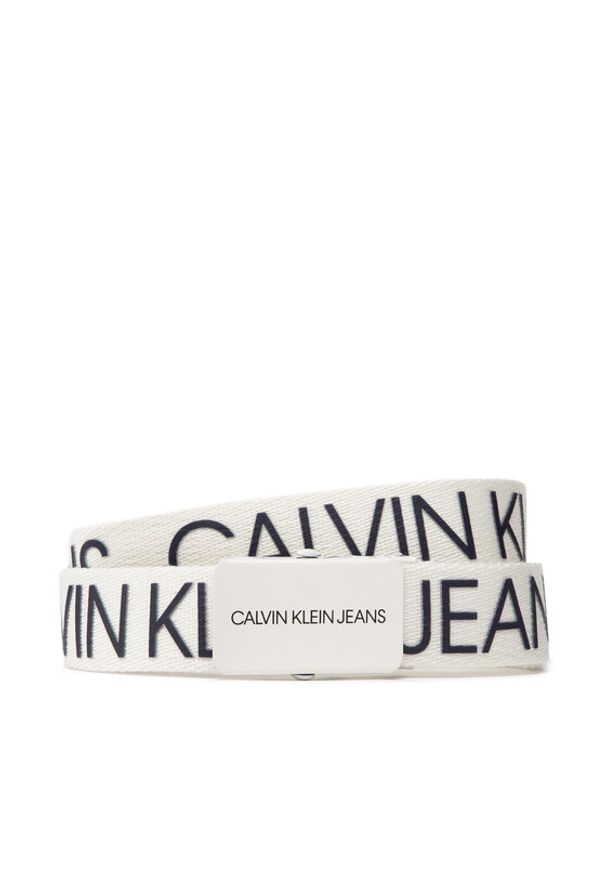 Calvin Klein Jeans Pasek Dziecięcy Canvas Logo Belt IU0IU00125 Biały. Kolor: biały. Materiał: materiał