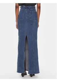 ROTATE Spódnica jeansowa 1119331826 Niebieski Slim Fit. Kolor: niebieski. Materiał: bawełna