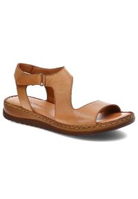 Brązowe Sandały Ravini Wygodne Buty Skórzane. Kolor: brązowy. Materiał: skóra #1