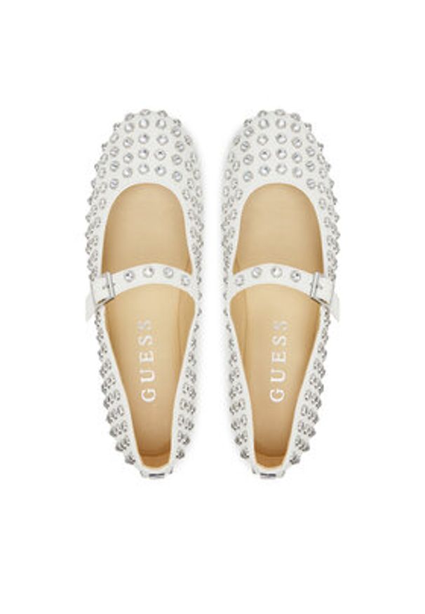 Guess Baleriny FLTKDL ELE02 Biały. Kolor: biały. Materiał: skóra