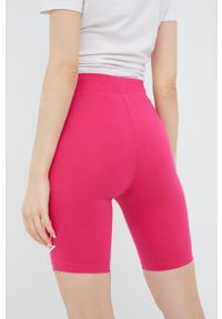 Karl Kani szorty damskie kolor różowy z aplikacją high waist KW2210371-pink. Stan: podwyższony. Kolor: różowy. Wzór: aplikacja #2